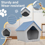 Bifanuo Dog House Outdoor Indoor for Small Dogs - Plastic Pet Shelter, Easy-Assemble & Weather-Resistant for Living Room, Balcony (Blue, 18" L x 22.4" W x 22.2" H)