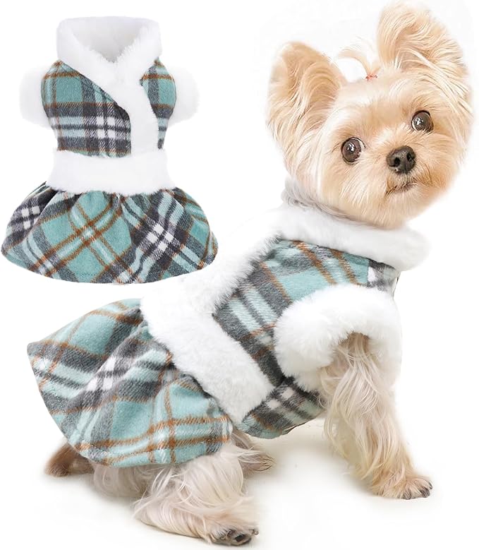 Dog Christmas Sweater Dog Winter Clothes for Small Dogs Boy Girl Fall Puppy Dress Warm Fleece Chihuahua Yorkie Teacup Doggie Sweaters Dresses Doggy Sweater for Small Dogs Girl Cat Outfits, Green, XS