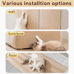KEYIDE Self-Adhesive Cat Scratch Wall Climber, Wall Cat Scratcher Mat for Indoor Cats Kitten Trimmable Carpet Corner Protector 78.7"x15.8" (Beige)