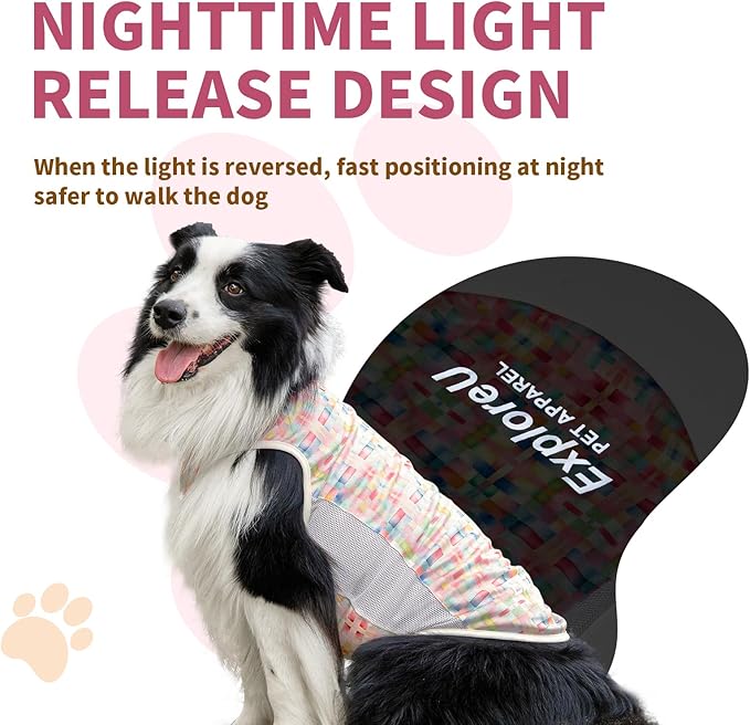 Dog Shirt, Cooling Vest Lightweight Breathable, Dog T-Shirts All-Season Sun Protection Quick Dry Soft Stretchy Reflective Tank Top - Small Medium Large Dogs (Candy Patch, X-Large)