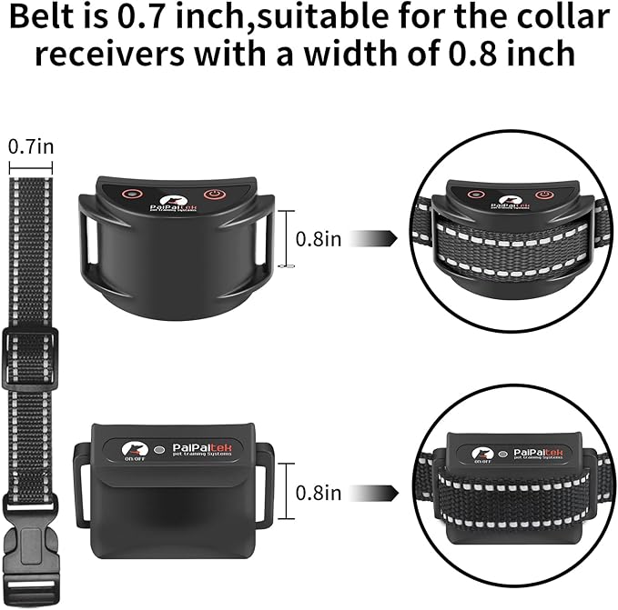 PaiPaitek Shock Collar Replacement Strap, Reflective Black Nylon, 3/4 x 28 Inch, with D-Ring, Compatible with Multiple Training Collars, 2 Pack