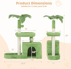 Cat Tree with Green Leaves Cat Tower with Scratching Posts, Cat House Condo Perch and Fluffy Ball Cat Trees for Indoor Cats 32 Inches, Lawn Green