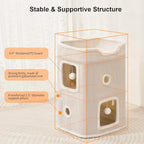 Cat House, Cat Beds for Indoor Cats, 2-Story Cat Condo Cube with Scratch Pad and Fluffy Ball Hanging, Multi-Level Cozy Hideout Center Ideal for Small/Medium Cats