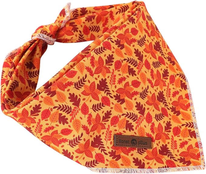 Lionet Paws Fall Dog Bandana for Small Medium Large Dogs, Cat Dog Kerchief Washable Dog Triangle Bibs Scarf for Girl or Boy