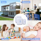 Wireless Doorbell IP66 Waterproof 1000 Feet with 66 Chimes 115dB 7 volume levels Mute Mode with LED Flash Doorbell Ringer Wireless for Kids Room Teachers Classroom Home Office & Hearing-Impaired