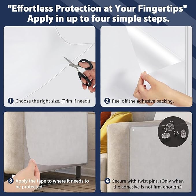 Anti Cat Scratch Furniture Protector, Transparent Self-Adhesive Couch Furniture Protectors from Cats Scratching Claws, Cat Scratch Couch Protector (17.5"X17.5")