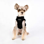 Puppia Terry Vest Dog Harness Step-in Winter Suede Warm No Choke No Pull Training Walking for Small and Medium Dog, Black, X-Large