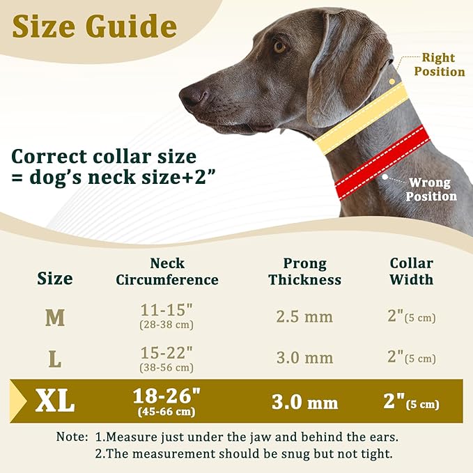 Mayerzon Prong Collar for Large Medium Dogs, Patented Reflective Pinch Collar with Metal Buckle, No Pull Adjustable Hidden Covered Dog Walking Training for Pitbull German Shepherd Doberman(Black, XL)