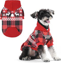 KOOLTAIL Christmas Dog Hoodie,Red Plaid Pet Clothes Sweater with Leash Hole&Pocket for Small Medium Large Dogs, Soft Winter Warm Dog Cold Weather Coat, Fleece Puppy Hooded Sweatshirt for Boys Girls, S