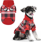 KOOLTAIL Christmas Dog Hoodie,Red Plaid Pet Clothes Sweater with Leash Hole&Pocket for Small Medium Large Dogs, Soft Winter Warm Dog Cold Weather Coat, Fleece Puppy Hooded Sweatshirt for Boys Girls, S