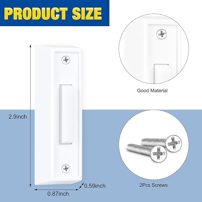 Saillong 2 Pieces Lighted Doorbell Button, Wall Mounted Garage Door Opener Switch with LED Light Compatible with Most Wire Doorbell Chimes, Transformer, Ringer, Buzzers (White,Warm Light)