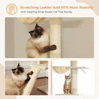 PETEPELA Floor to Ceiling Cat Tree, Multi-Level Tall Cat Tower, Height Adjustable [83"-108"], Cat Scratching Post with Top Perches and Spacious Condo for Large Indoor Cats, Beige