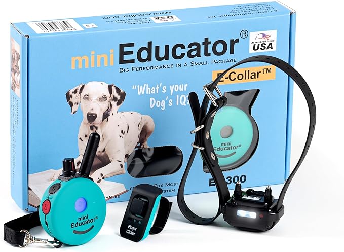 E-Collar ET-300-1/2 Mile Waterproof Remote Dog Training Collar Includes Premium Finger Clicker Trainer, 100 Programmable Levels + Vibration + Light + Sound, Teal