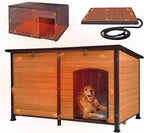 GUTINNEEN Extra Large Heated Dog House with Safe Thermostat-Controlled Heating Pad and Liner, Insulated Dog Kennel Outdoor Weatherproof Dog Shelter with Chew-Proof Metal Frame for Large Dog Breeds