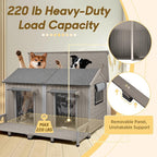 55.5" L Extra Large Dog House Outdoor, Wooden Dog Kennel for Large Breeds, Weatherproof XL Dog House with Openable Roof & 2 Doors, Cozy Indoor/Outdoor Doghouse for Large Small Dogs