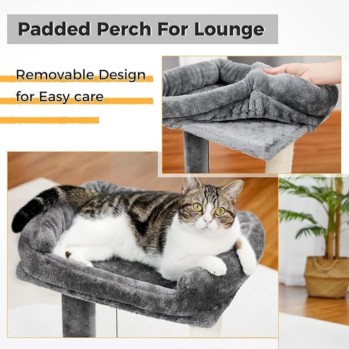 Cat Tree, 19.69" H(50cm) Cat Scratching Post with Cat Bed, Scratching Posts for Indoor Cats with Two Plush Balls Toy, Small Cat Tree for Kittens/Cats Playing and Relaxing