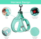 BELLA & PAL Step in Vest Harness for Small and Medium Dogs, No Pull Small Dog Harness with Leash Set, Comfortable Air Mesh Dog Vest Harness with Reflective Strip (Light Green, L)