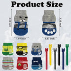 24Pcs Cat Mittens to Prevent Scratching,Cute Patterned Non Slip Cat Booties,Multi Colored Cats Shoes with Adhesive Tabs,Ideal for Bathing Cats,Trimming Nails Walking Puppies