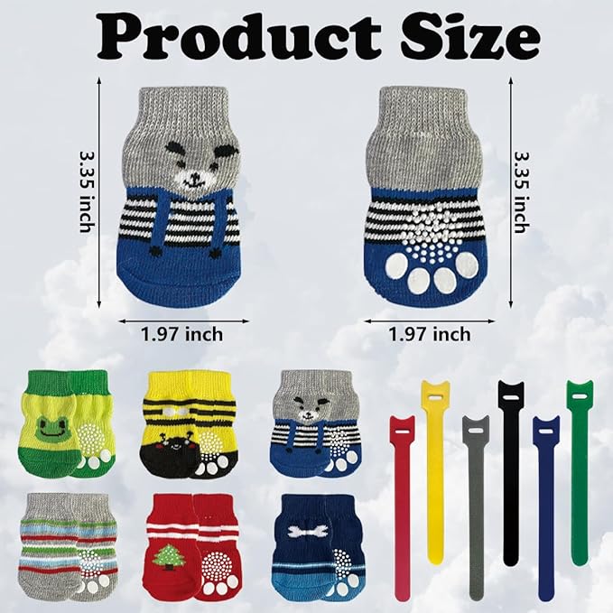 24Pcs Cat Mittens to Prevent Scratching,Cute Patterned Non Slip Cat Booties,Multi Colored Cats Shoes with Adhesive Tabs,Ideal for Bathing Cats,Trimming Nails Walking Puppies