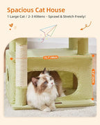 Taoqimiao Cat Tree,38.5-Inch Cat Tower for Indoor Cats,Suitable for Kittens with Luxurious cat condo with Adjustable Baskets and Luxurious Perch MS029SGB Green and Beige