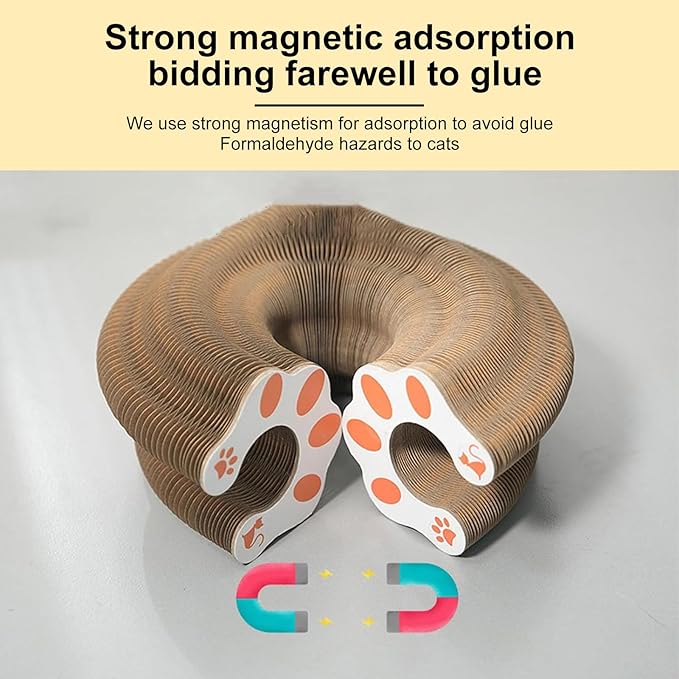 Kitty Curls Cat Toy,Magic Organ Cat Toy,Magic Organ Cat Scratcher Board,Foldable Recyclable Cat Accordion Toy for Indoor Cat Playing,Interactive Scratch Pad with Toy Ball(2pc)