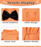 Dog Dresses, Lovely Dog Princess Dress, Turtleneck Puppy Skirt with Velvet Bowknot for Small Medium Dogs Girl (Orange, S)