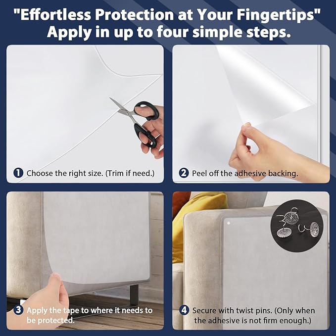 Anti Cat Scratch Furniture Protector, Transparent Self-Adhesive Couch Furniture Protectors from Cats Scratching Claws, Cat Scratch Couch Protector (17.5"X13")