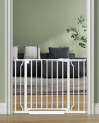 Baby Gate No Drilling, 29"-40" Auto Close Dog Gate Indoor for Doorways & Stairs, Pressure Mounted Adjustable Pet Gate, Easy Walk Through Child Gate for Children & Pets Stroller Friendly, White