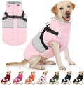 AOFITEE Dog Coat, Large Dog Jacket, Dogs Coat with Harness Built in, Reflective Waterproof Dogs Jackets Winter with Furry Collar, Warm Polar Fleece Pet Sweater Snowsuit for Doberman, Great Dane, XXL