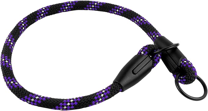 BronzeDog Rope Pro Training Dog Collar Braided No Pull Quick Release Round Lead Collars for Dogs Small Medium Large Puppy (S - 17.7" Long, Purple)