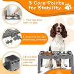 COMESOON Elevated Dog Bowls, 5 Adjustable Heights (3.9"-13.4") Raised Dogs Food Bowl Stand for Medium Large Sized Dogs, Non-Slip Foldable Travel Pet Feeder Grey with Stainless Steel Bowls