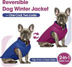 QBLEEV Reversible Dog Coat for Medium Dogs, Waterproof Windproof Winter Jacket Keeps Dogs Warm in Snow, Adjustable Hook & Loop Lightweight Dog Puffer Vest, Purple, L – Fits French Bulldog