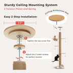 Floor to Ceiling Cat Tree for Indoor Cats, 5-Tier Adjustable Height (79-103 Inch) Sturdy Wooden Tall Cat Climbing Tower with 4.1" Thick Scratching Posts, Acrylic Cave, Non-Slip Pads & 3 Pompoms