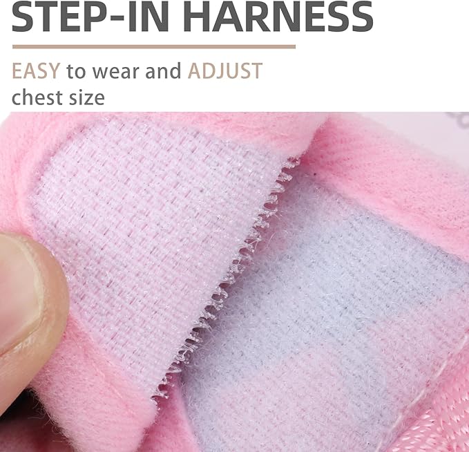 PUPTECK Soft Mesh Dog Harness and Leash Set Step-in Plaid Puppy Padded No Pull Vest Harness for XS Small Medium Sized Dogs Cats Outdoor Walking, Pink M