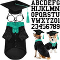 5 Pcs Dog Graduation Costume Set Include 2026 Pet Graduation Gown with Stole Puppy Grad Cap Lensless Glasses DIY Letter Stickers for Dogs Cats Holiday Costume Accessory(Black Green,L)