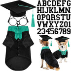 5 Pcs Dog Graduation Costume Set Include 2026 Pet Graduation Gown with Stole Puppy Grad Cap Lensless Glasses DIY Letter Stickers for Dogs Cats Holiday Costume Accessory(Black Green,L)