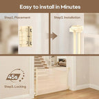 Retractable Safety Baby Gate or Mesh Dog Gate,Durable Portable Mesh Retractable Gate,Easy to Use for Stairs, Doorways, Hallways, Indoor, Outdoor, 33.5" Tall, Up to 55" Wide, Cream