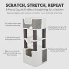 Trixie Lucano XXL Cat Tree, 43.3 -in Cat Tower with 8 Jute Scratching Posts, Hammock & Plush & Sisal Covered Condo, Sturdy Base, Interactive Pom-Poms, Indoor Furniture for Climbing & Relaxation, Gray