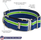 If It Barks - 1.5" Martingale Collar for Dogs - Adjustable - Nylon - Strong and Comfy - Ideal for Training - Made in USA - Small, Finley