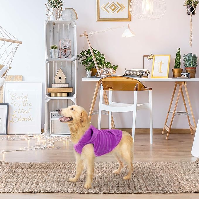 EXPAWLORER Dog Hoodie Fleece Sweater Vest, Hooded Dog Sweatshirt Fall Winter Pet Clothes with Leash Hole, Sleeveless Warm Cozy Puppy Clothing for Cat Small Medium Large Dogs Girl Boy, Purple XS