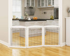 PAWLAND 72“ Extra Wide Dog gate for The House, Doorway, Stairs, Freestanding Foldable Wire Pet Gate, Pet Puppy Safety Fence, 30" Height (White, 3 Panels)