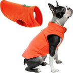 Gooby Fleece Vest Dog Sweater - Pumpkin, Large - Warm Pullover Fleece Dog Jacket with O-Ring Leash for Small to Medium Dogs