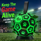 QDAN Glow in The Dark Dog Toys Soccer Ball with Straps - Light Up Dog Balls for Large Dogs, Interactive Dog Toys with Strap for Tug of War,Puppy Birthday Gifts (8 Inch)