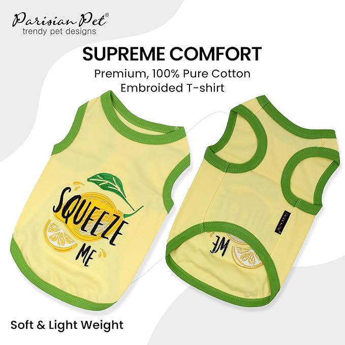 Parisian Pet Dog Shirt – 100% Cotton Shirts for Large Dogs – Sleeveless Puppy Vest – Lightweight and Breathable Pet Apparel – Pullover Summer Dog Clothes - Stretchy Funny T Shirts for Dogs