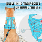 BARKBAY No Pull Dog Harness Large Reflective Dog Harness with Front Clip and Easy Control Handle for Walking Training Running with ID tag Pocket(Blue,M)