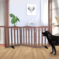 Freestanding Dog Gate Indoor,Doggie Gate Foldable Pet Gates for Doorways,Stairs or Hallways, Wooden Brown Pet Gate for the House, Pet Fence with Support Feet Included,24 "Height-3 Panels