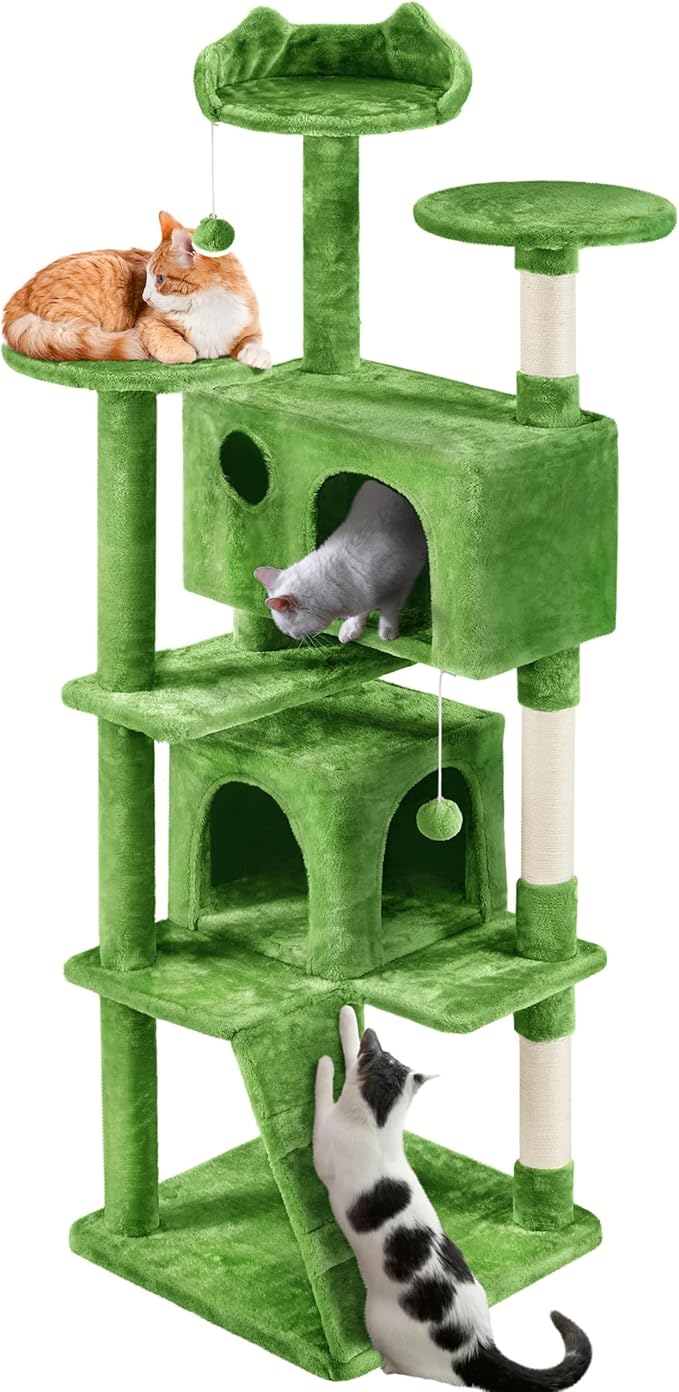 Topeakmart 70in Cat Tree Tower for Inddor Cats with 3 Cozy Platforms 2 Condos and Ladder Cat Activity Center for Kittens