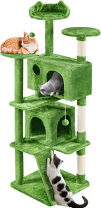 Topeakmart 70in Cat Tree Tower for Inddor Cats with 3 Cozy Platforms 2 Condos and Ladder Cat Activity Center for Kittens