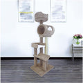 Retro Relaxation Multi-Level Cat Cat Climbing Tower Cat Tree, Solid Wood and Carpet Construction, Modern Cat Tree with Scratch Post and Sturdy Base