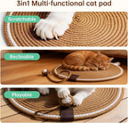 Cat Scratcher Mat, Natural Cotton Rope Cat Scratch Pad, 16.54'' Round Horizontal Floor Cat Scratching Pads for Indoor Cats, Cat Furniture Protector for Wall, Couch, Carpets, Sofas (White, Large)